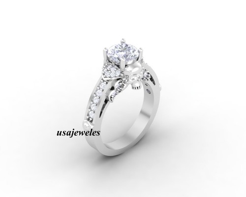 Skull Wedding Jewelry Ring 2.17CT Round Cut Diamond 14K White Gold Over