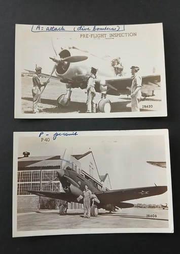 WW2 US Dive Bomber  Pre-Flight Inspection Original Real Photo Postcards (2)