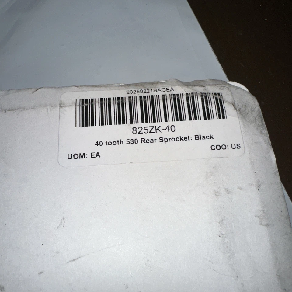 Vortex Racing 825ZK-40 - 40 tooth 530 Rear Sprocket: CAT5 Aluminum Black - Image 3 of 4