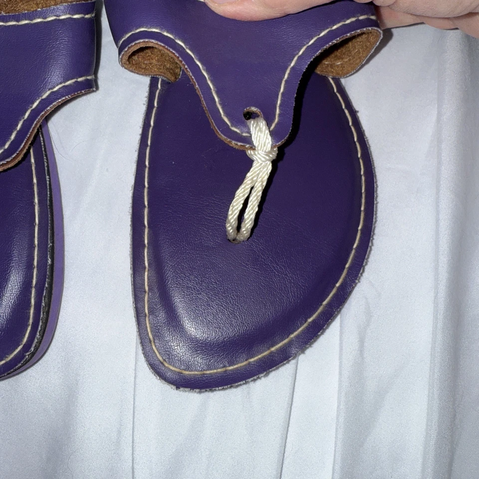 Sandalias chanclas de cuero para mujer Kino Key West Florida púrpura talla 9 Foto 3 de 4