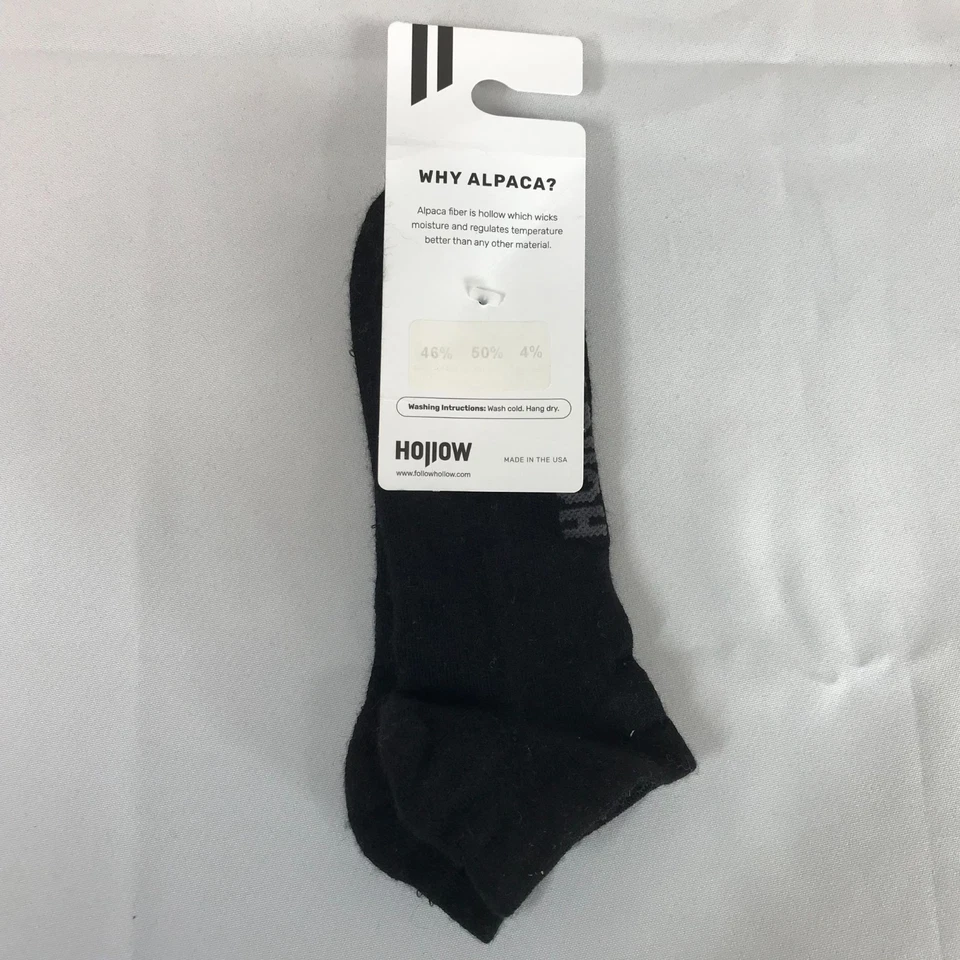 Hollow No Show Socks Alpaca Temperature Regulating- LARGE- Black - Image 3 of 4