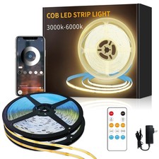 COB LED Strip Lights 100ft,3000K DC 24V Dimmable Warm White Flexible LED Ligh...