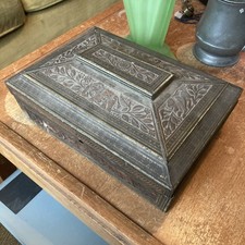 A Rare Hunter And Palmer Novelty Biscuit Tin An Indian Carved Hardwood Box.