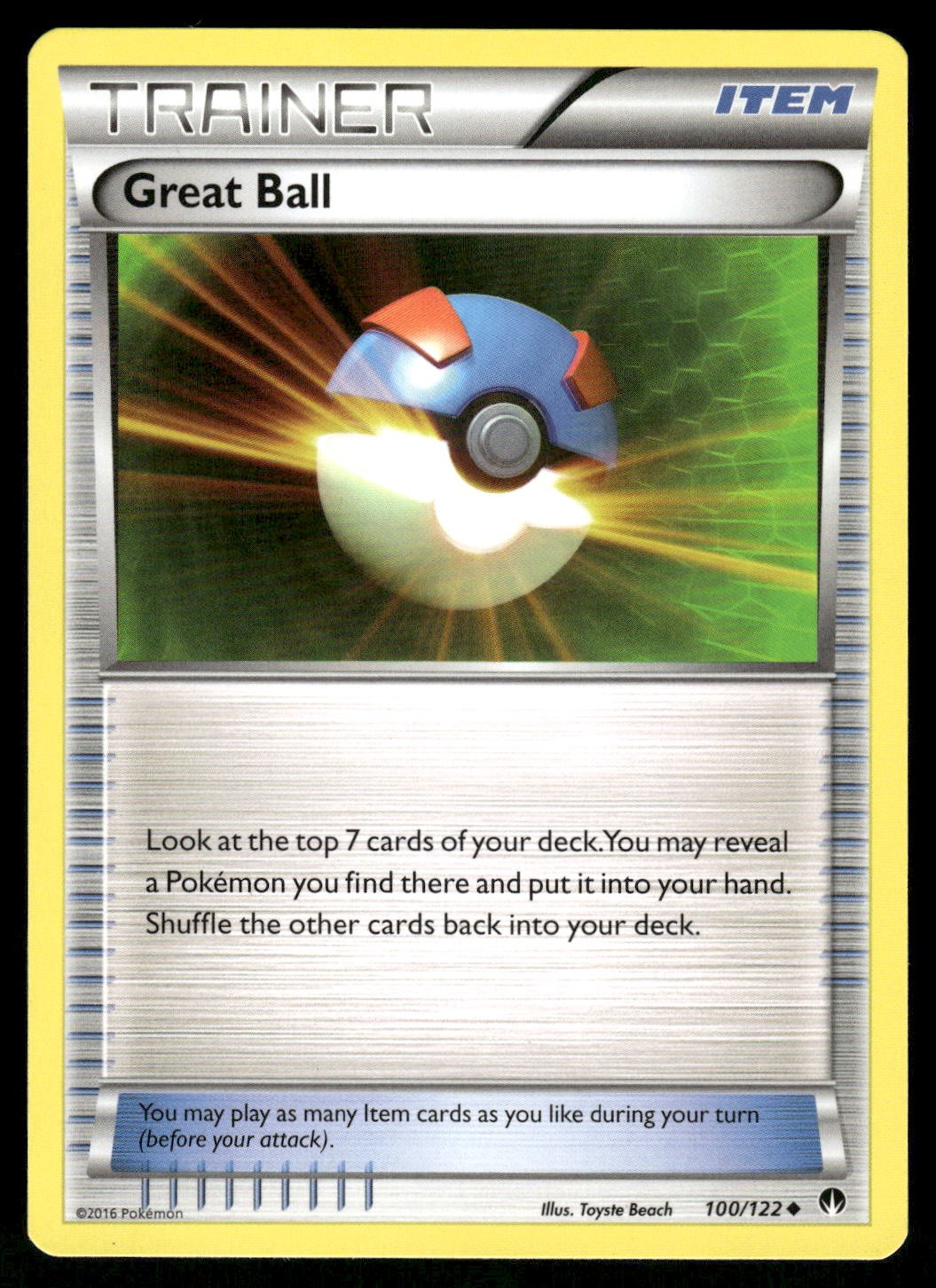 2016 Light Played Pokemon Great Ball 100/122 BREAKpoint English