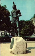 Statue of Massasoit Protector of the Pilgrims Plymouth, Mass Postcard Unposted
