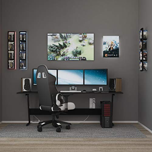Black Floating Shelves for Wall, 34 Inch Video Games CD DVD Storage Shelves, - Picture 2 of 6