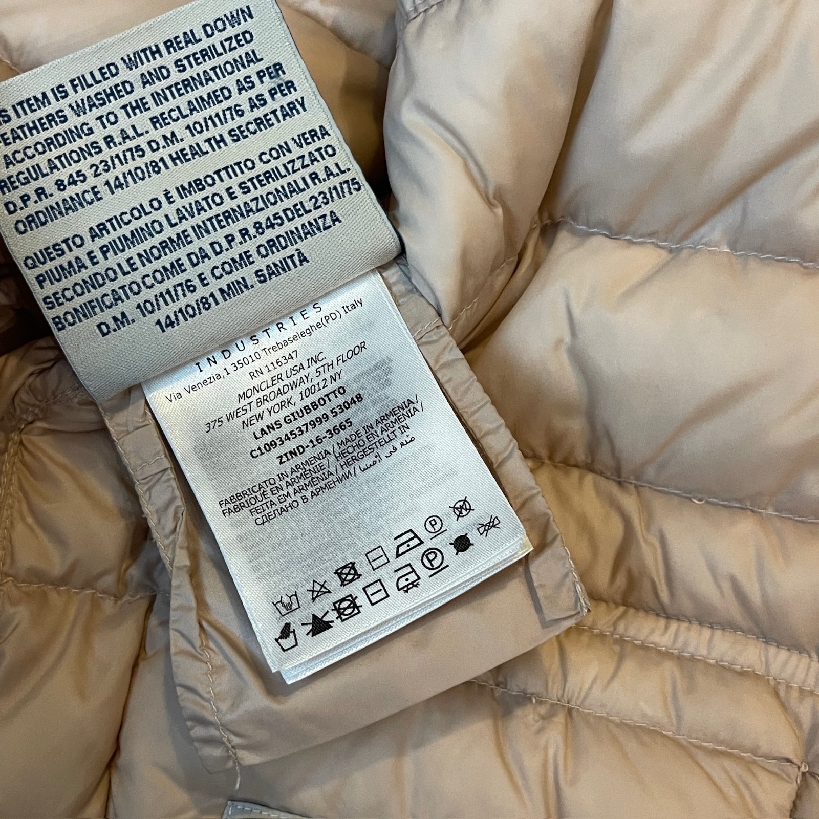 MONCLER Lans Packable Short Down Jacket puffer light pink/beige size 1 women's image 7