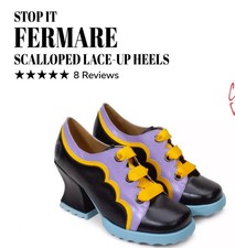 Fluevog EXCELLENT Stop It Fermare Kids Print spec.edit. scalloped ribbon heel -8