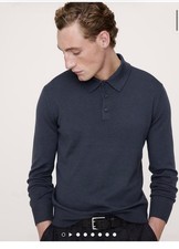 Nuevo con etiquetas Suéter Tejido Banana Republic Para Hombre Mezcla de Algodón Azul Marino Cuello Talla M