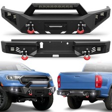Front Bumper Rear Bumper With Winch Plate Led Lights For 2019-2023 Ford Ranger