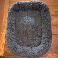 Small Gray Plush Bolster Dog Bed Cushion Approx 12x14