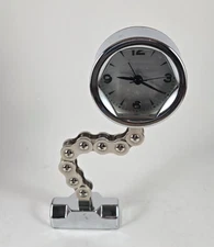 Metal Chain Link Desk / Shop Clock w/Alarm - Flexible Design - 10 Inches Tall