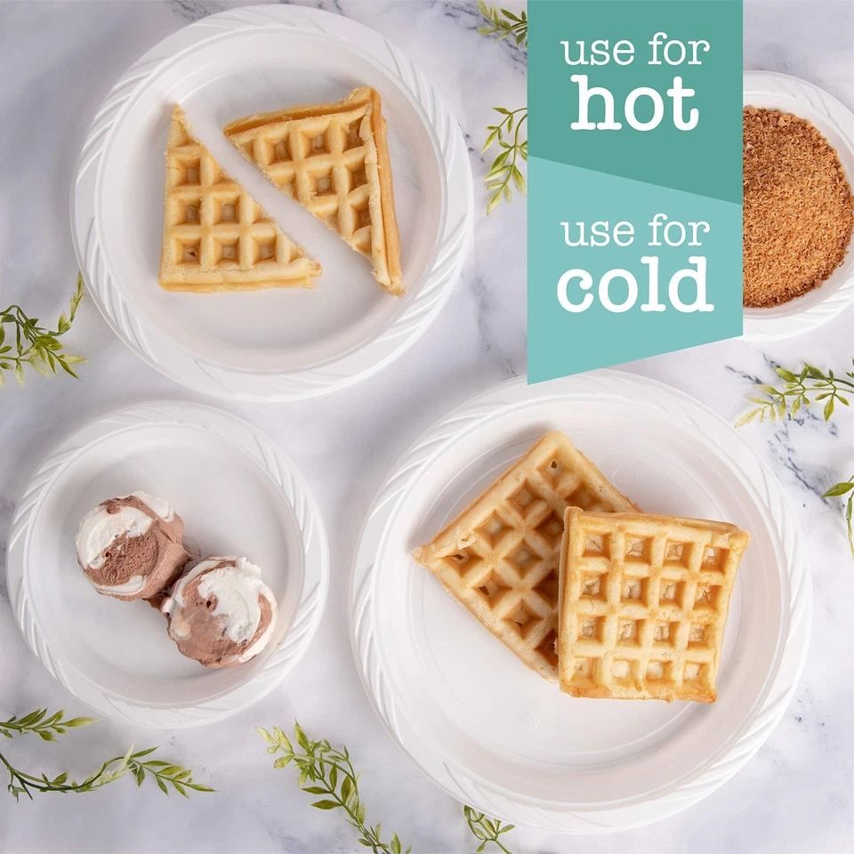 100 platos de postre desechables de plástico blanco de 6 pulgadas Foto 4 de 4