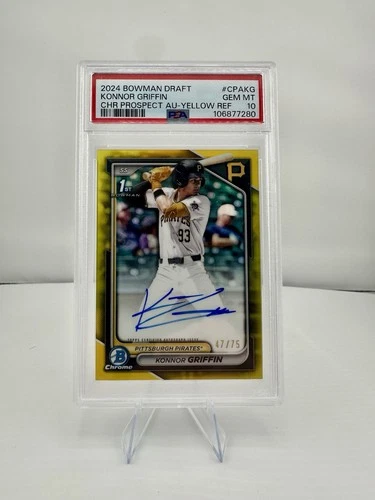 2024 Bowman Draft Chrome Auto Konnor Griffin Yellow Ref 49/75 Color Match PSA 10