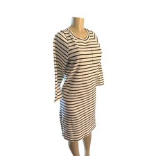 Women S Madewell AJ553 Pocket Tee Midi Dress in Nautical Stripe Dark Nightfall