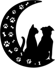 Moon Metal Wall Decor Black Cat Moon Wall Art Rustic Wall Sculpture Hanging Home