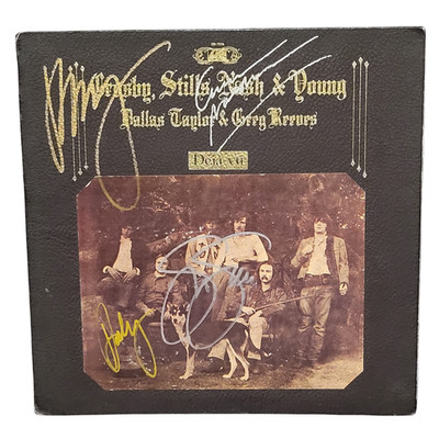 Crosby Stills Nash & Young signed lp Deja Vu by 4 musicians