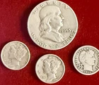 1953 Franklin Half Dollar & Mercury/Barber Dimes Silver Coin Lot Circulated