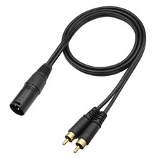 XLR Male to Dual RCA Male Stereo Splitter Cable 3-Pin XLR to 2 RCA Mono Y Spl...