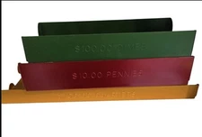 Vintage Aluminum (3) Coin Trays Pennies, Dimes & Quarters Empty MMF INDUSTRIES 