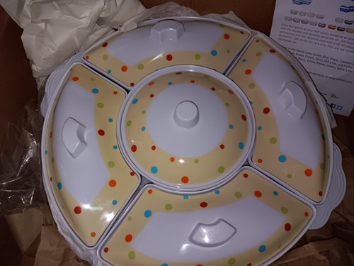 Temptations 11 Pc. Appetizer Tray Melamine, Polka-dots NEW