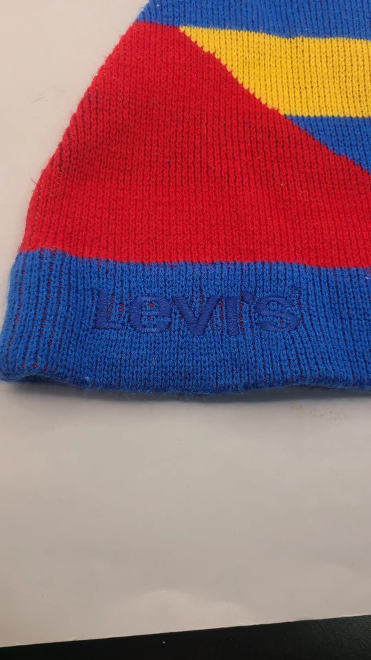 Vtg 80s Levis Spellout Flag Beanie Hat Ski Snowboard Cap Snow Sport Nautical 90s - Image 2 of 4