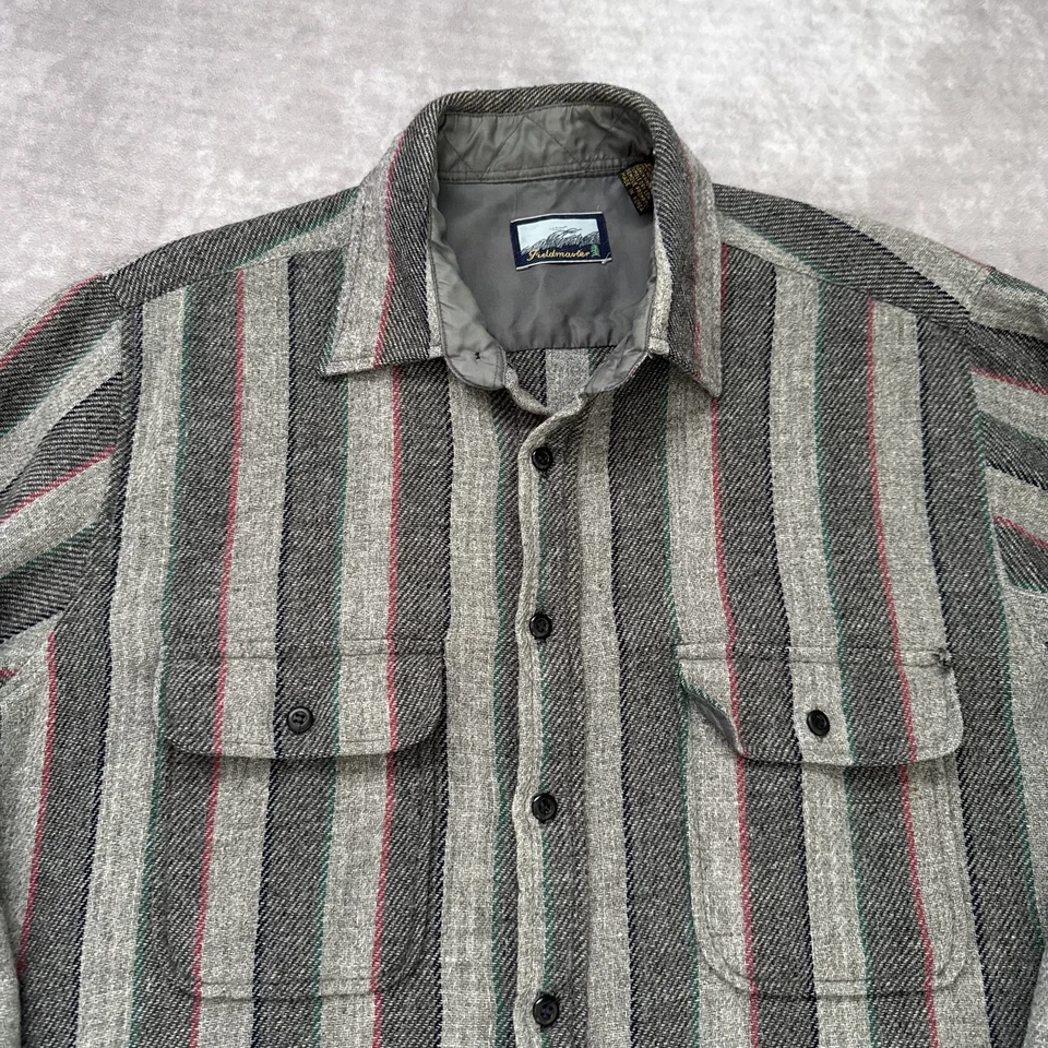 Vintage Fieldmaster Shirt Mens Large Wool Blend Striped Button Up Outdoors 90s - Image 2 of 4