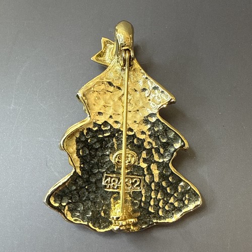 Vintage Christmas Tree Brooch enamel candy canes trembler star designer SFJ - Picture 8 of 9