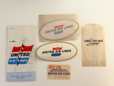 Vintage1950's United Airlines Ticket Jacket Baggage Claim Check & 2 Luggage tags