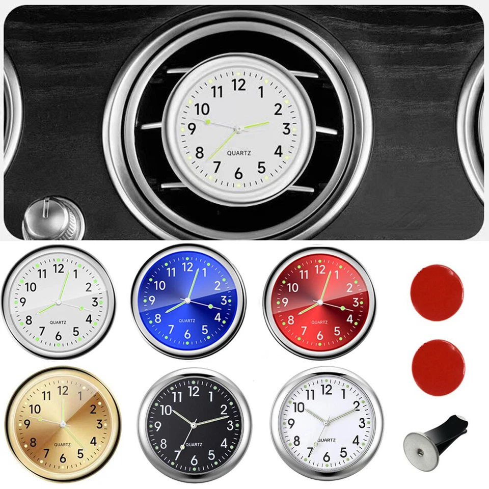 Mini Car Luminous Auto Air Vent Clip Clock Interior Quartz Analog Watch Decor - Image 3 of 4
