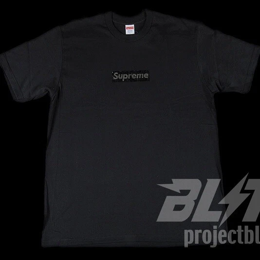 TEE SHIRT NOIR SS19 SUPREME SWAROVSKI BOX LOGO TAILLE L LARGE 2019