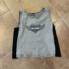 Harley Davidson Shirt Women's Large Black USA MADE VTG Sleeveless Top Valparaiso