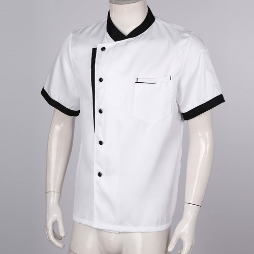 Mens Short Sleeve Chef Jacket Coat Cooker Uniform Button Hotel Waiter Work Shirt - Picture 16 of 32