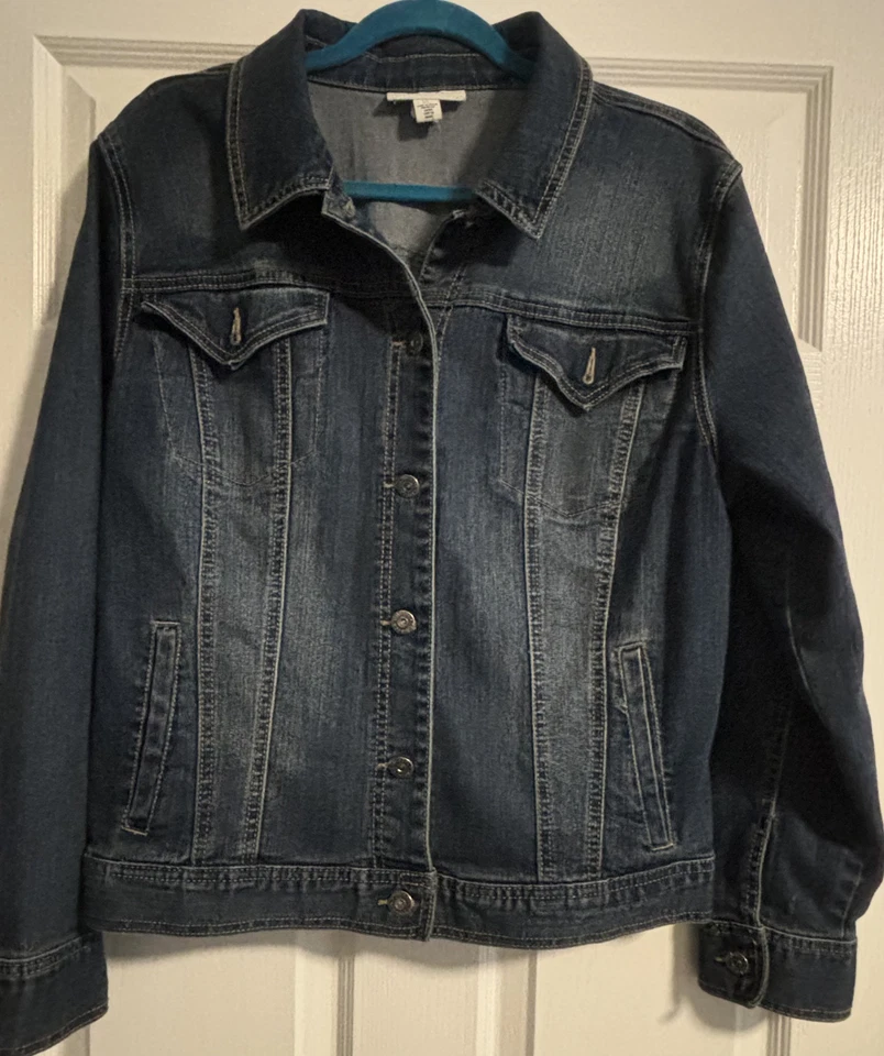 Style & Co. Blue Denim Jacket 4-Pocket w/Adjustment Straps – Size XL - Image 2 of 4