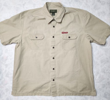 Eddie Bauer Men's Button-Front Shirt Size XXL Tan Hiking/Fishing Shirt Outdoor