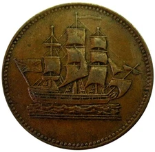 1835 PRINCE EDWARD ISLAND 1/2 HALF PENNY SHIPS COLONIES & COMMERCE TOKEN