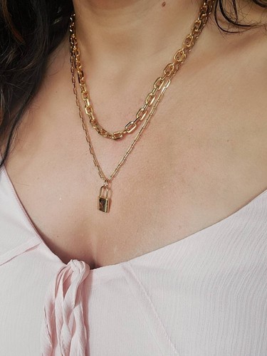 Goldkette / Statement Kette / Lagenlook Halskette / Grobe Goldkette - Bild 7 von 8