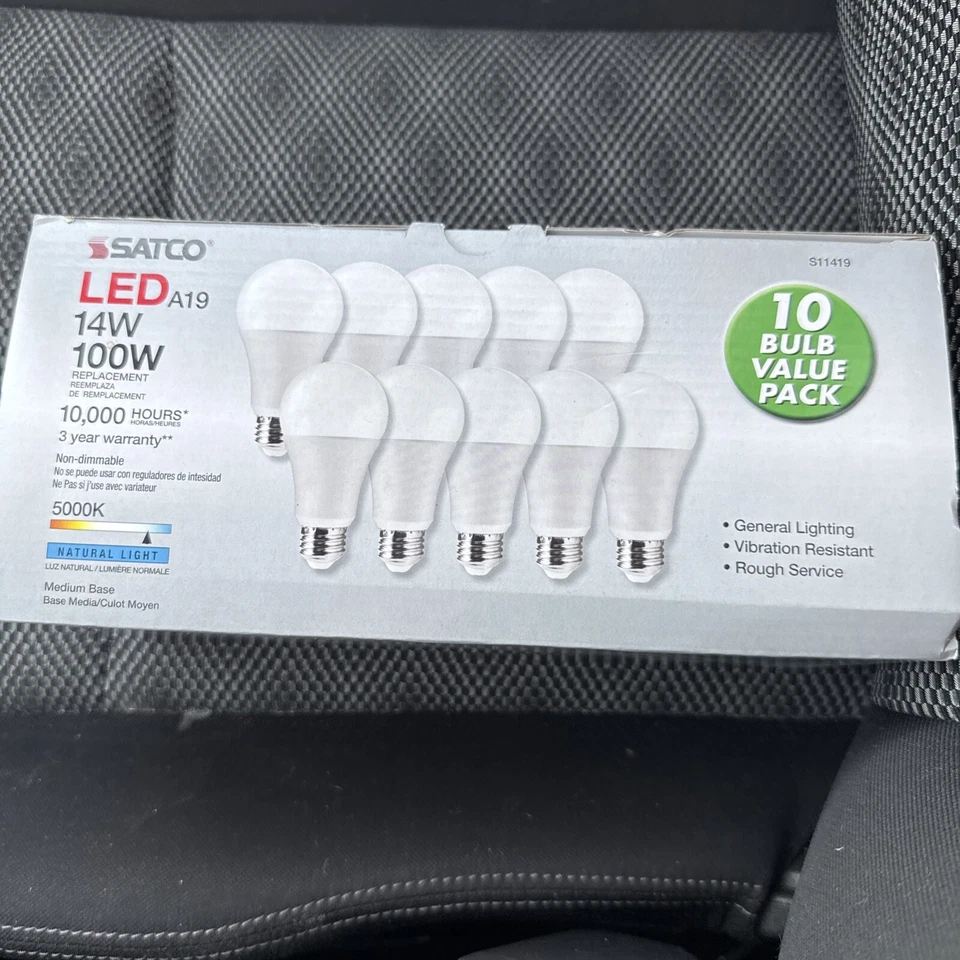 NEW. SATCO 14W A19 LED - 5000K - 10-Pack - Image 3 of 4