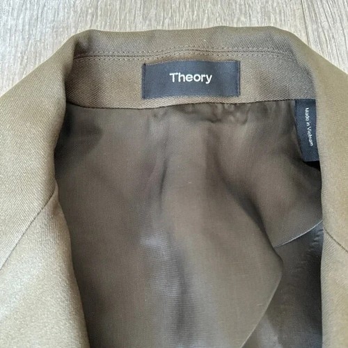 Theory Blazer Women's Army Green Military Style Button EUC Lined - Picture 6 of 8