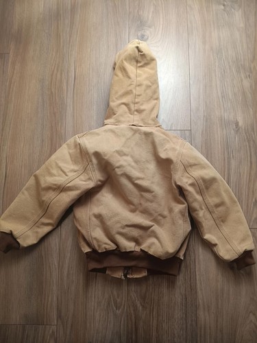 Carhartt Kids Size 4/5 Distressed Duck Canvas Hooded Jacket Coat Youth - Picture 4 of 5