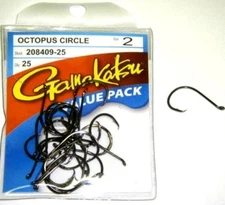 GAMAKATSU OCTOPUS CIRCLE HOOK FISHING VALUE PACK sz 2 208409-25 pack of 25