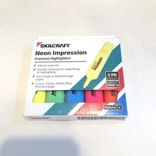 SKILCRAFT Neon Impression Premium Highlighters Chisel Tip 5-Pack