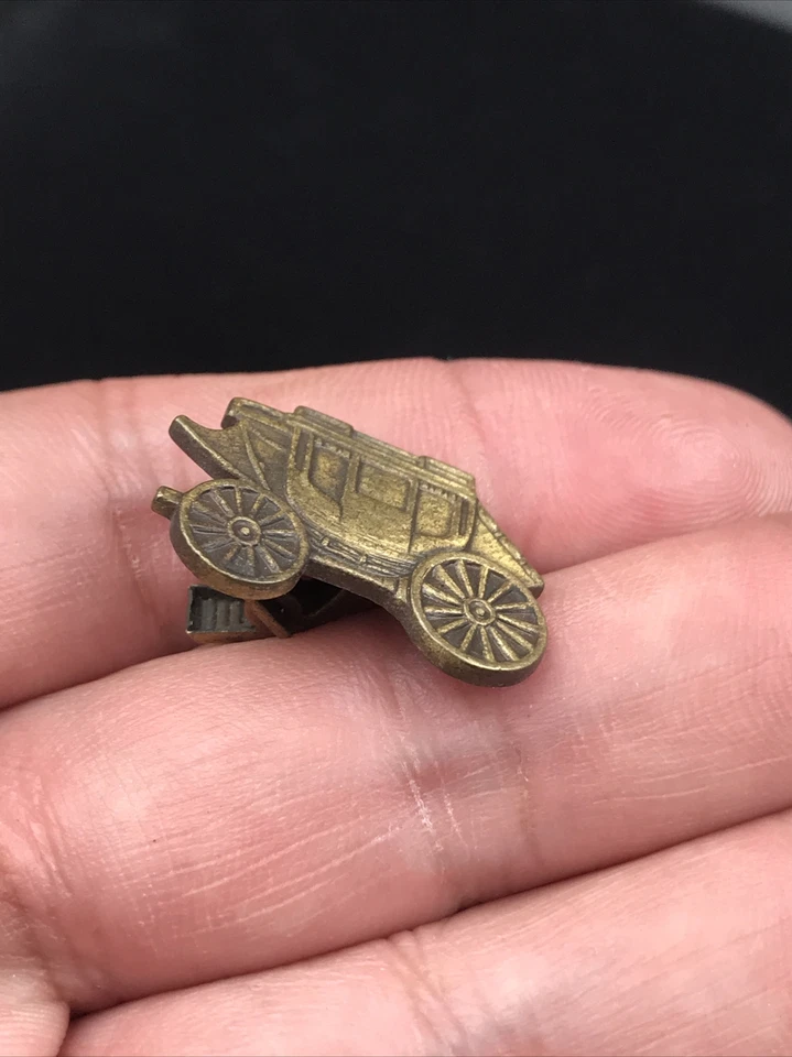 Clip de corbata vintage de latón para diligencia Old West 1" x 5/8" Foto 2 de 4