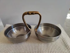 VTG POTTERY BARN  Double Serving Dish In Brass & Stainless.