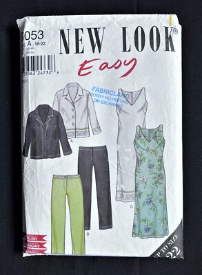 New Look 6053 Misses Dress, Jacket, Pants Easy Sew 1990's Pattern sz 10-22 Uncut