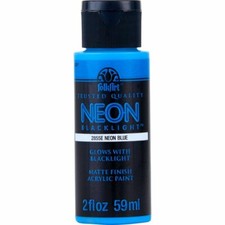 Neon Blue 2855 Fluorescent Glow Blacklight FolkArt Acrylic Paint Folk Art 2 oz
