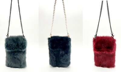 100% Handmade Genuine Mink Fur Flap Handphone/ Phone Crossbody Bag Purse
