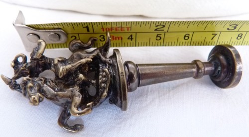 St. George SKULL Head PIPE TAMPER , wax seal BRONZE ? Brass - Picture 2 of 9