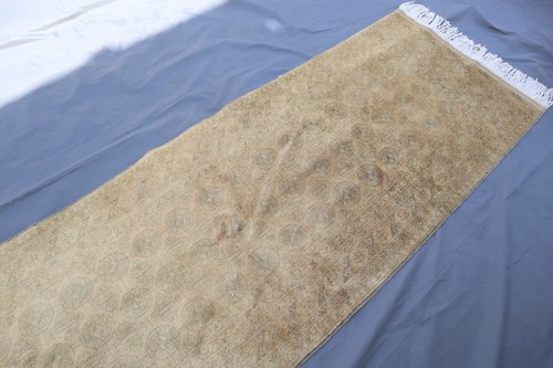 Terracotta Bukhara Runner Rug 3x10 Turkmen Antique Muted Neutral Rug/ Boho Rug - Picture 3 of 16