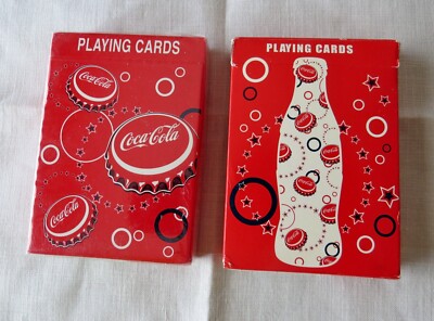 2 Decks Coca-Cola Playing Cards in Boxes New & Used USPCC Bottle Caps + Bottles